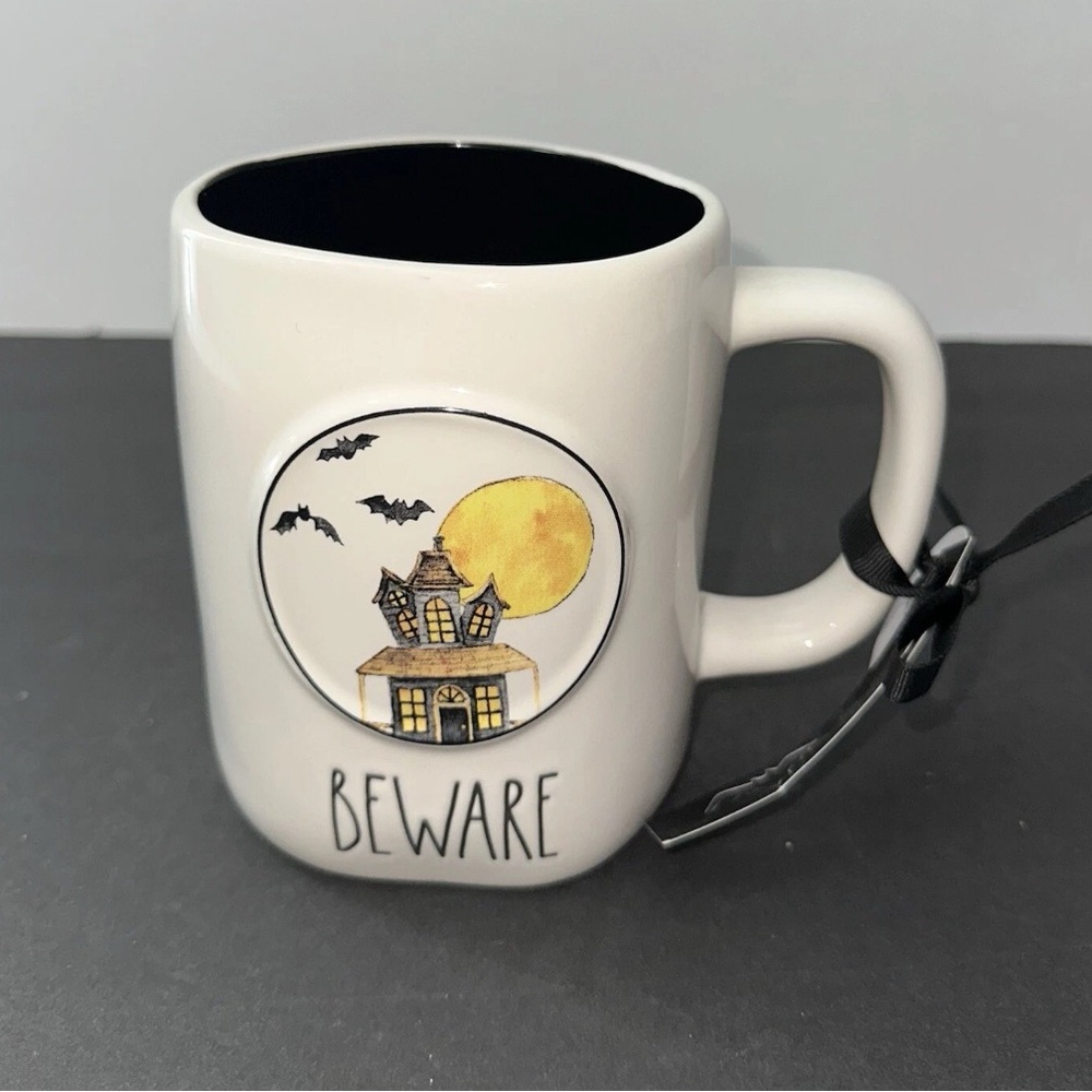 Rae Dunn Halloween BEWARE HAUNTED HOUSE Ceramic Mug NEW